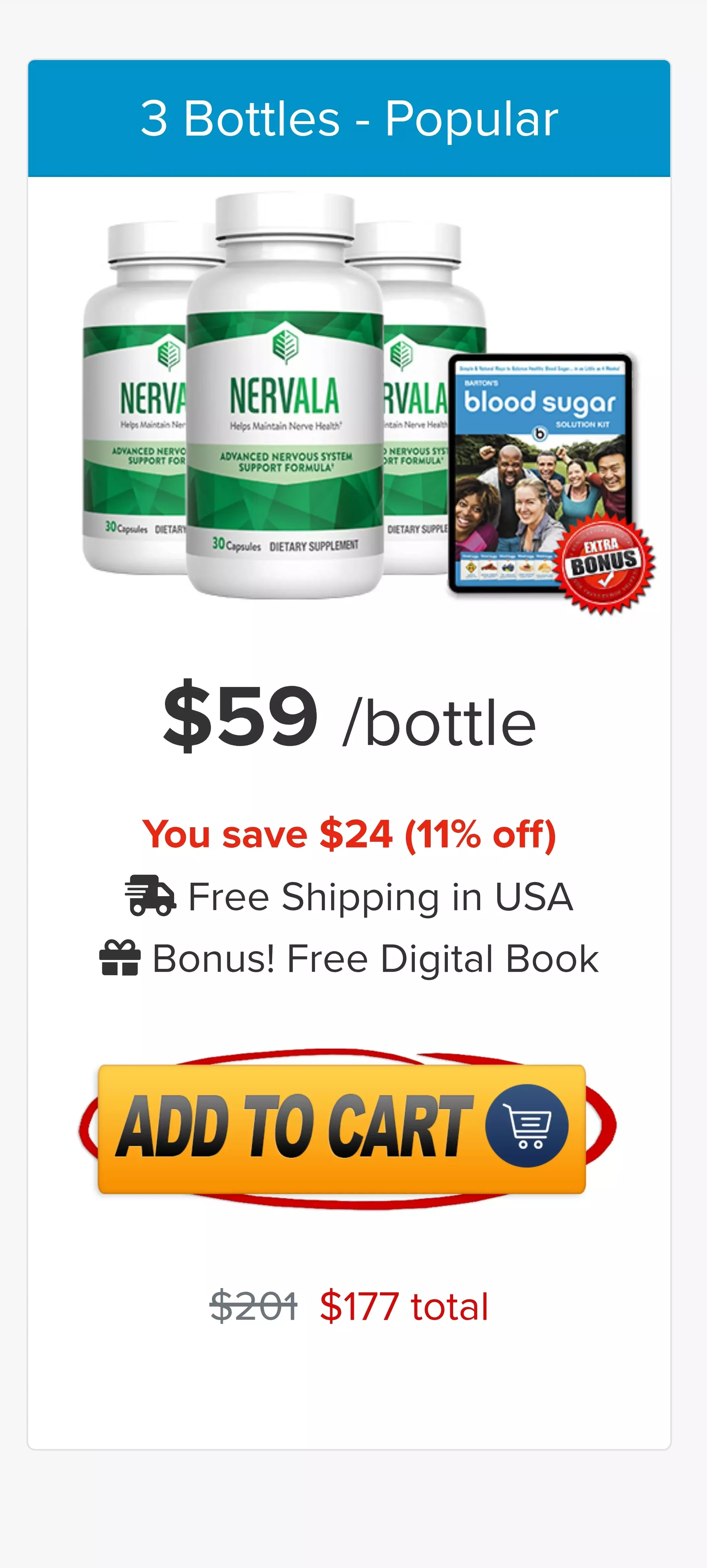 Nervala™ 3 bottles pricing